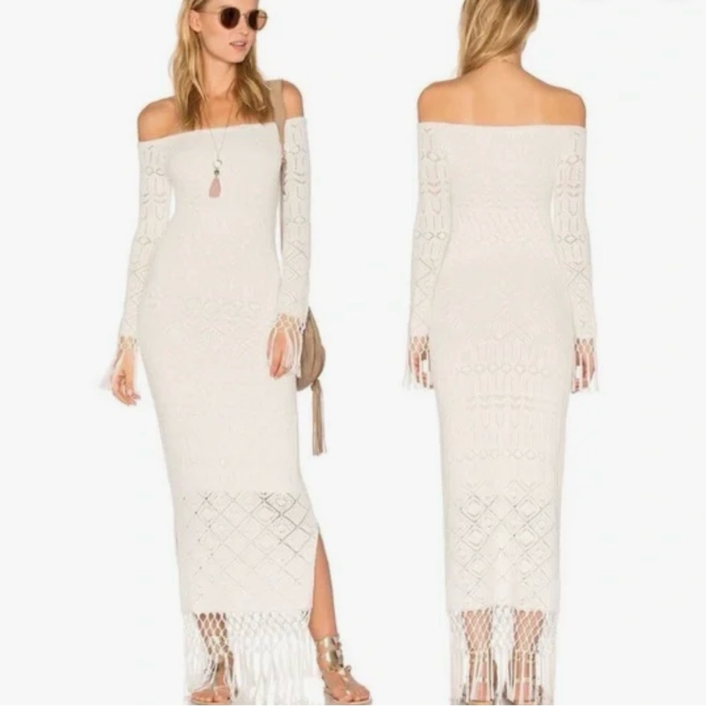 House of Harlow 1960 x REVOLVE Cream Knit Fringe Tassel Deess